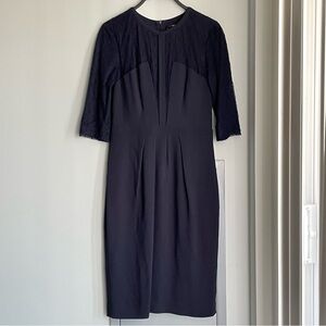 BOSS HUGO BOSS Elegant Navy Lace 3/4 Sleeves Dress